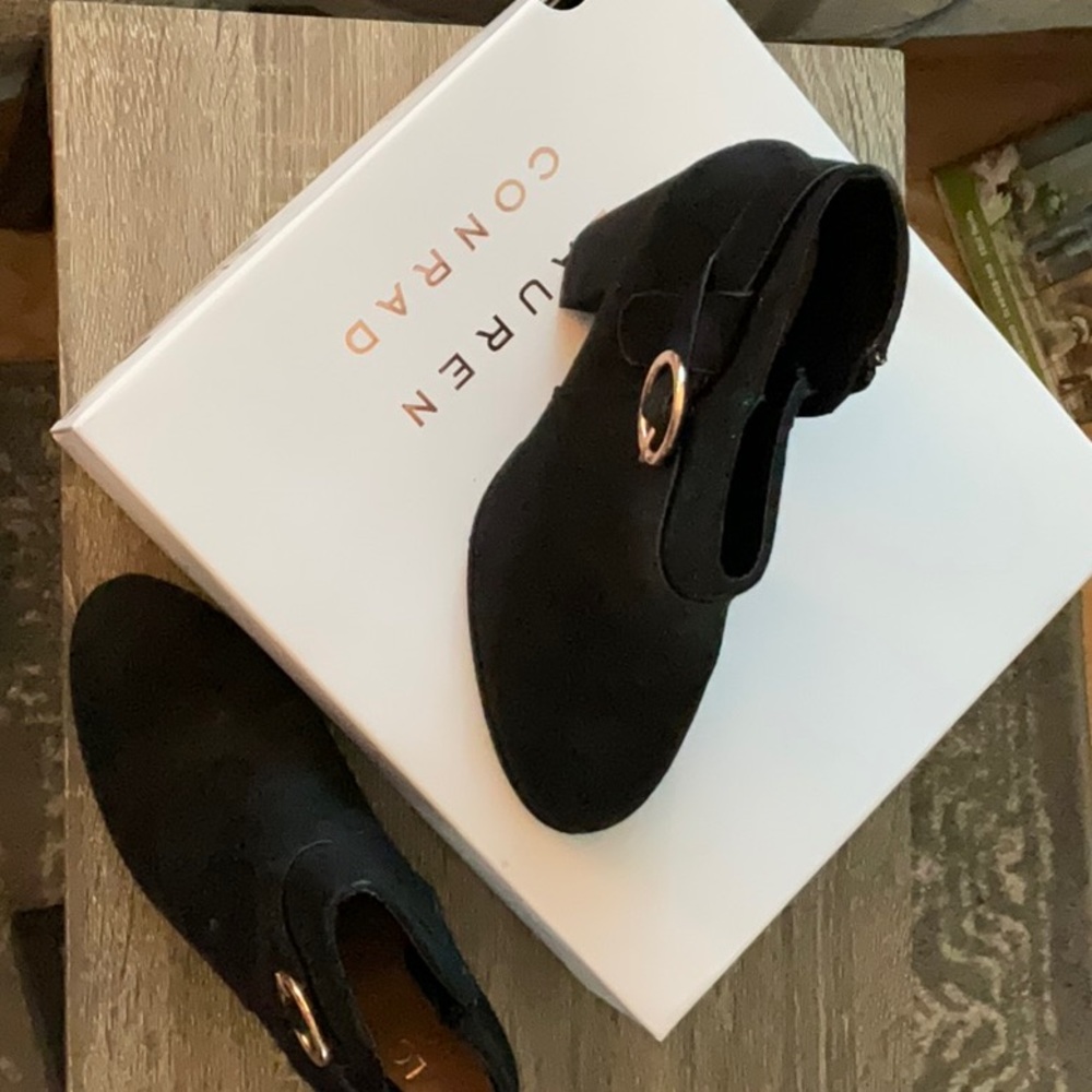 Black Lauren Conrad heeled ankle boots.